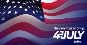 Festive 4th of July-themed graphic promoting package forwarding, USA address, and international shipping with parcel conso...