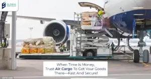 Air cargo plane loading packages for international shipping and USA package forwarding with Global Shopaholics.