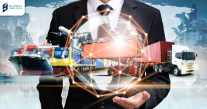 Freight forwarders coordinating global shipping and logistics within the international supply chain network
