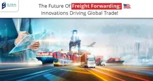 Modern freight forwarding concept with global shipping routes connecting international destinations.
