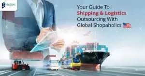 Step-by-step guide illustrating USA package forwarding and international shipping process with Global Shopaholics.