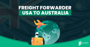 Workspace with laptop and parcels, illustrating package forwarding, USA address, and international shipping services.