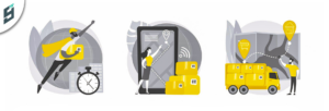 Package forwarding process showing parcels labeled for international shipping and USA address parcel consolidation.