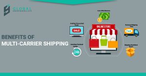 Multiple shipping carriers icons representing package forwarding, parcel consolidation, and international shipping to USA ...