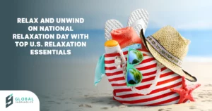 Selection of U.S. relaxation essentials ready for package forwarding, parcel consolidation, and international shipping wit...