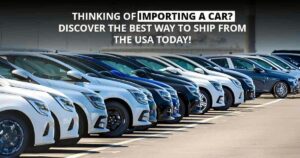 Car being loaded for international shipping with Global Shopaholics USA forwarding and package shipping service.
