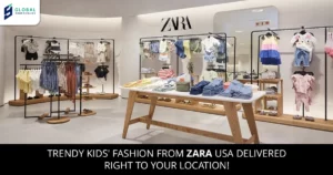 Trendy kids’ fashion outfits showcasing vibrant styles, perfect for international shipping with GlobalShopaholics forwar