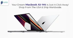 MacBook Air M4 laptop showcasing sleek design, available for international shipping and USA package forwarding.