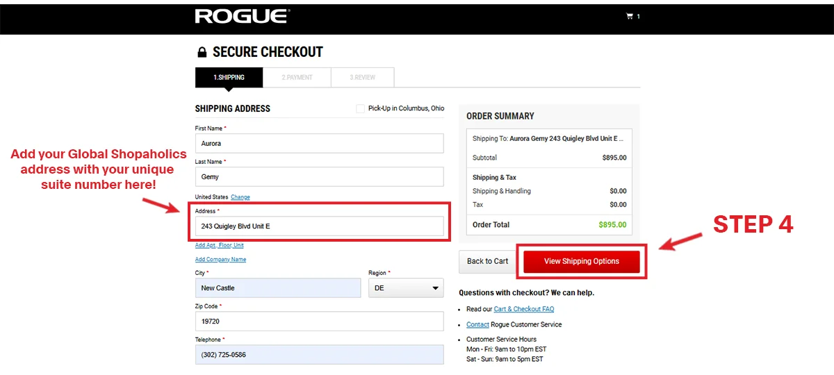 Step 4: Enter the Shipping Address & Proceed to Payment