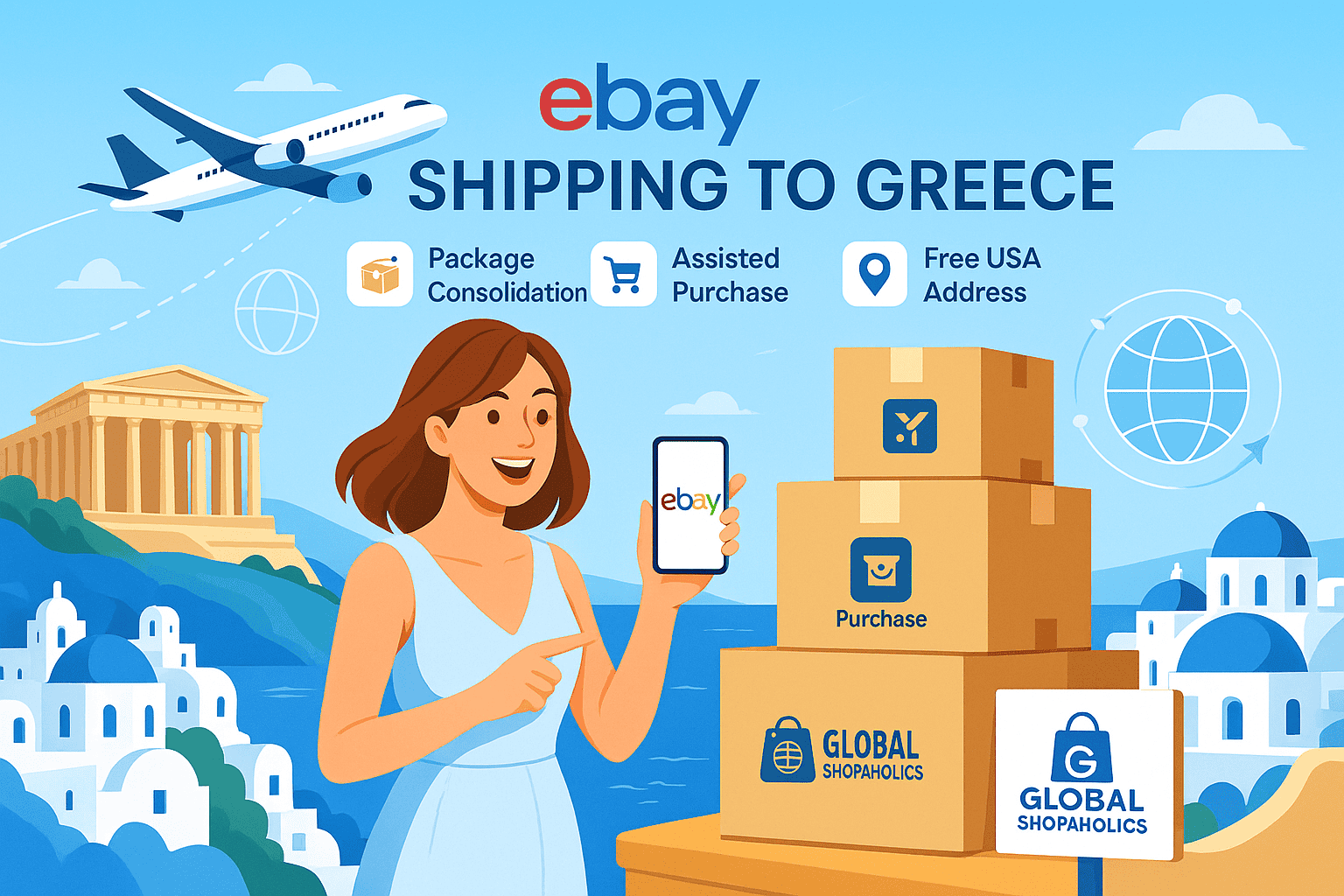 eBay Ship to Greece: Buy from eBay USA with Global Shopaholics.
