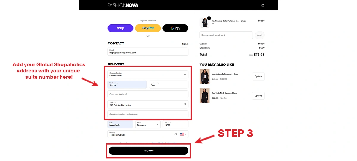Fashion Nova -Step 3