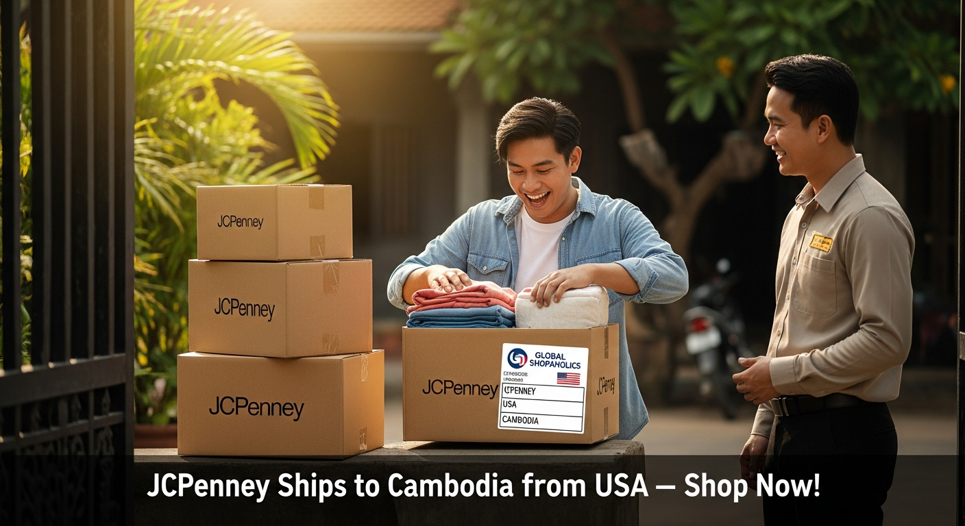 JCPenney ships to Cambodia from USA: Shop USA Clothing and Home Goods Easily with Global Shopaholics.