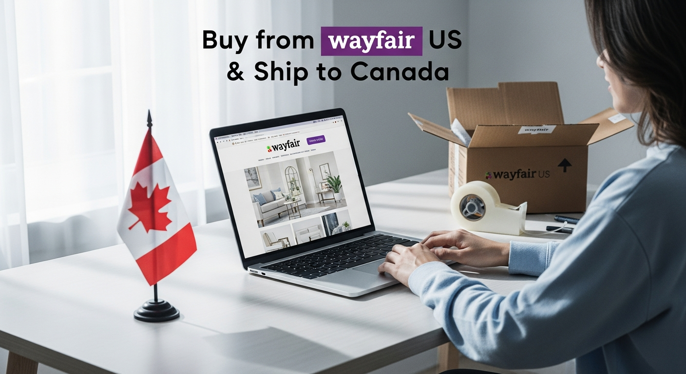 Buy from Wayfair US and ship to Canada