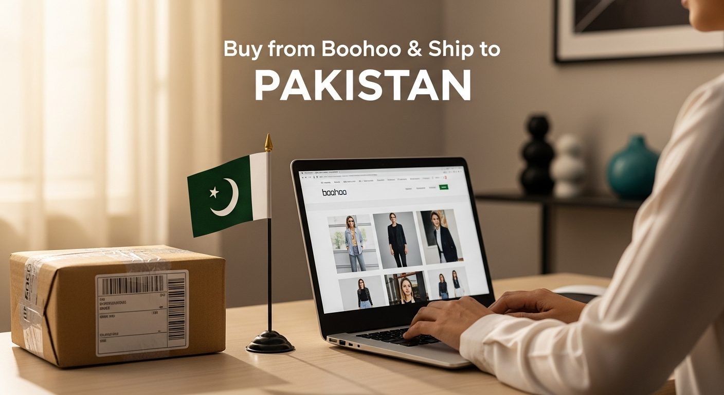 Buy from Boohoo and ship to PAKISTAN
