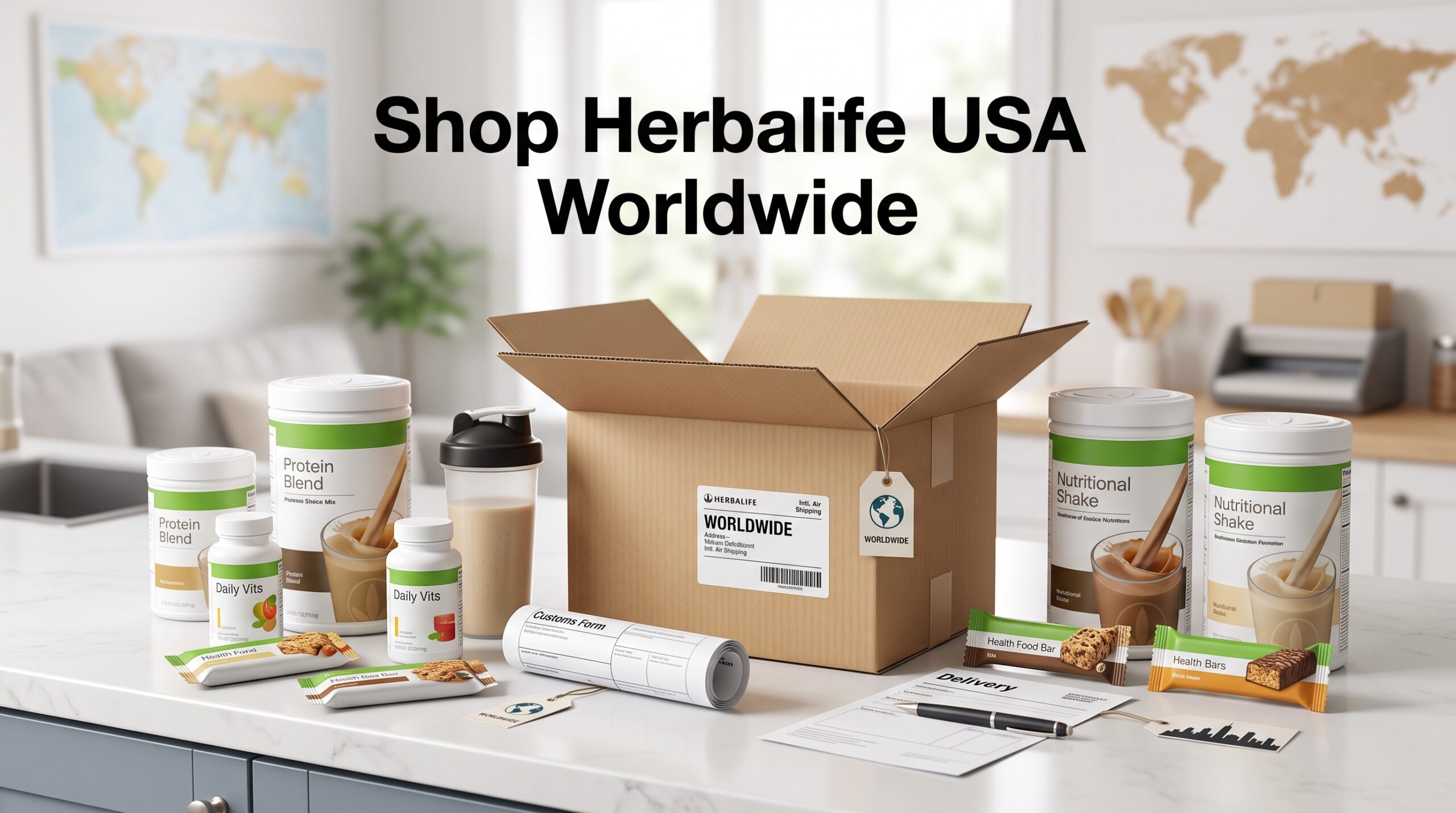 Herbalife USA products ready for international shipping to your country