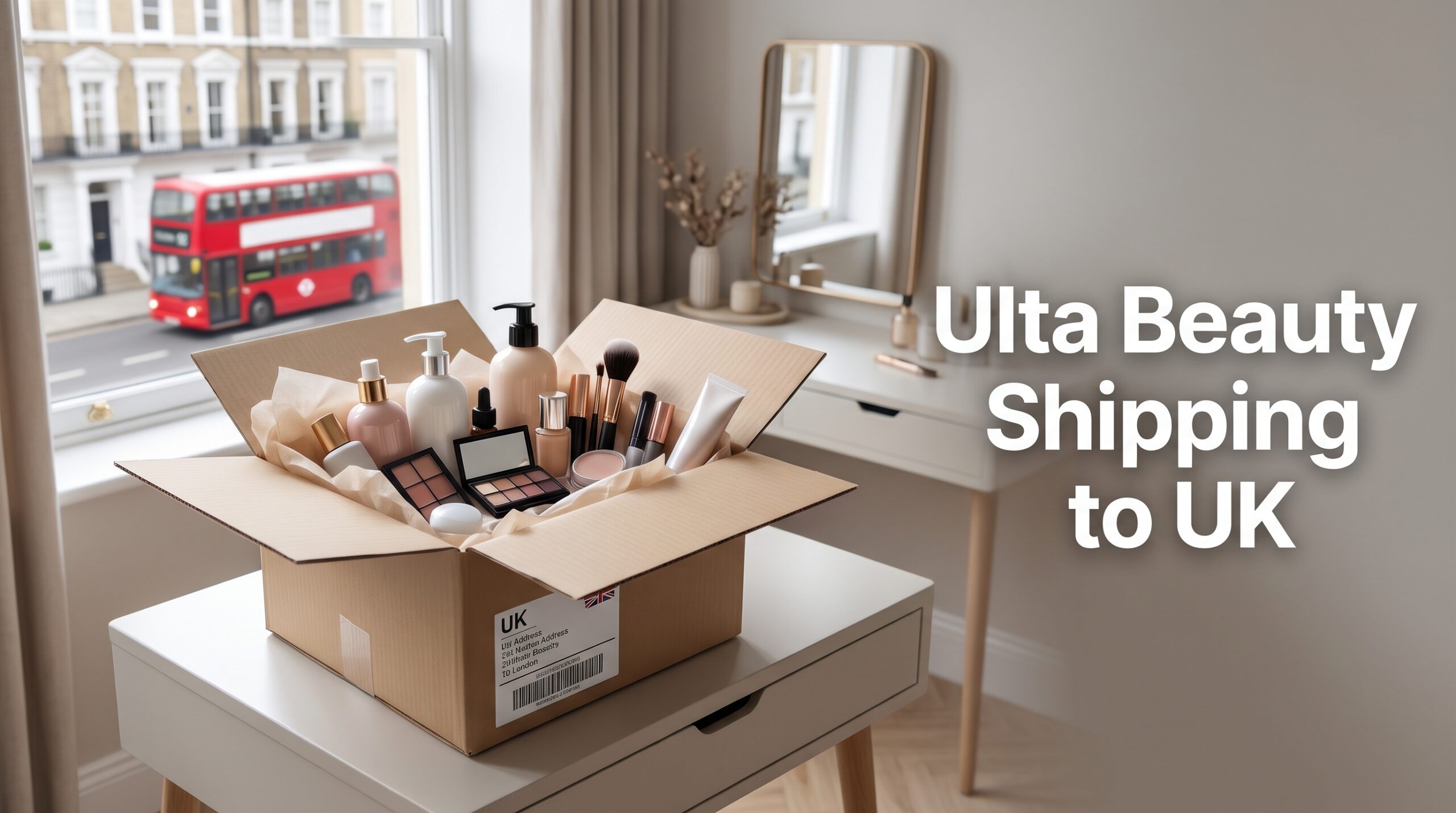 Ulta Beauty products being packaged for international shipping to the UK