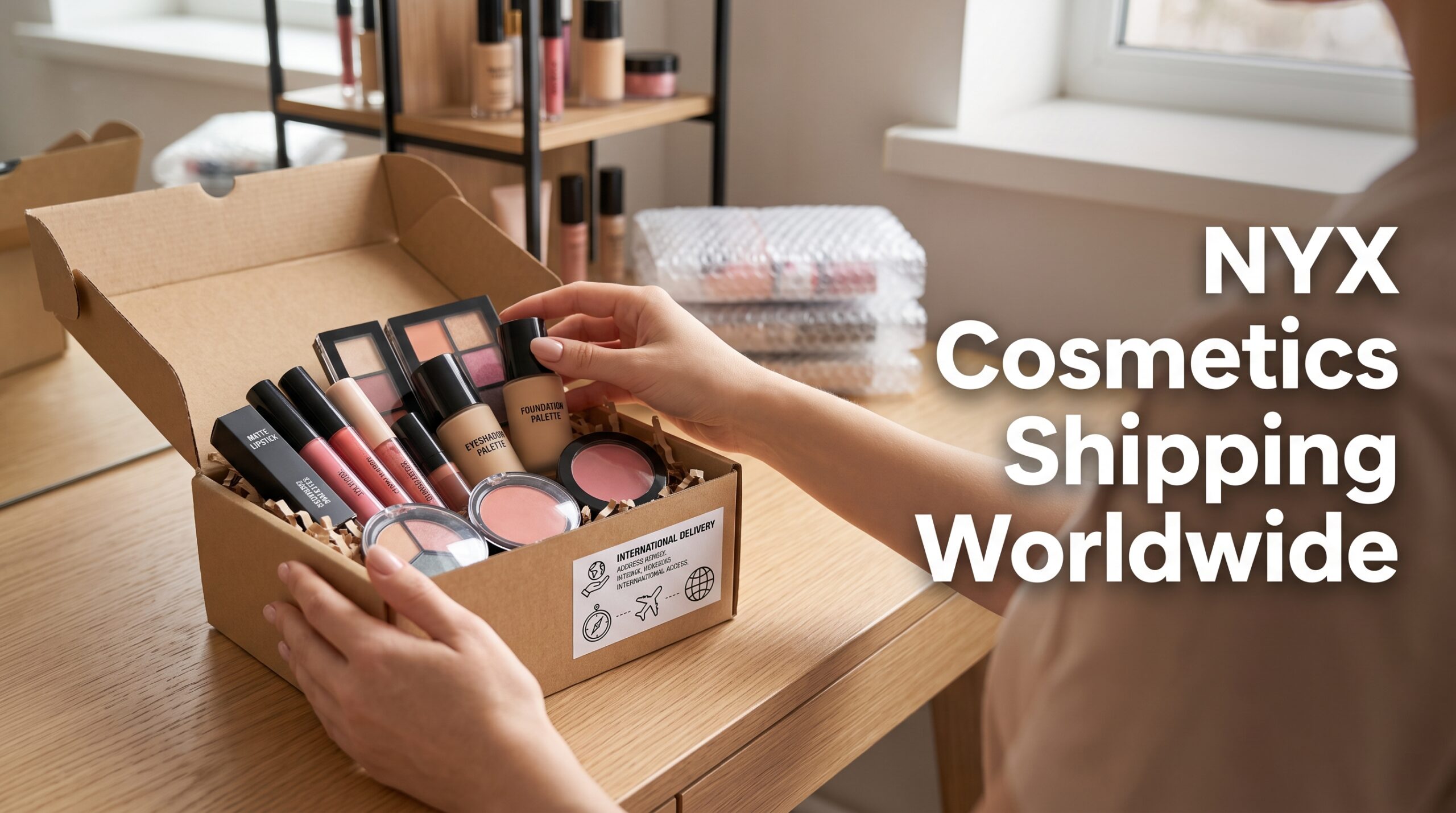 NYX Cosmetics products ready to ship internationally with package forwarding