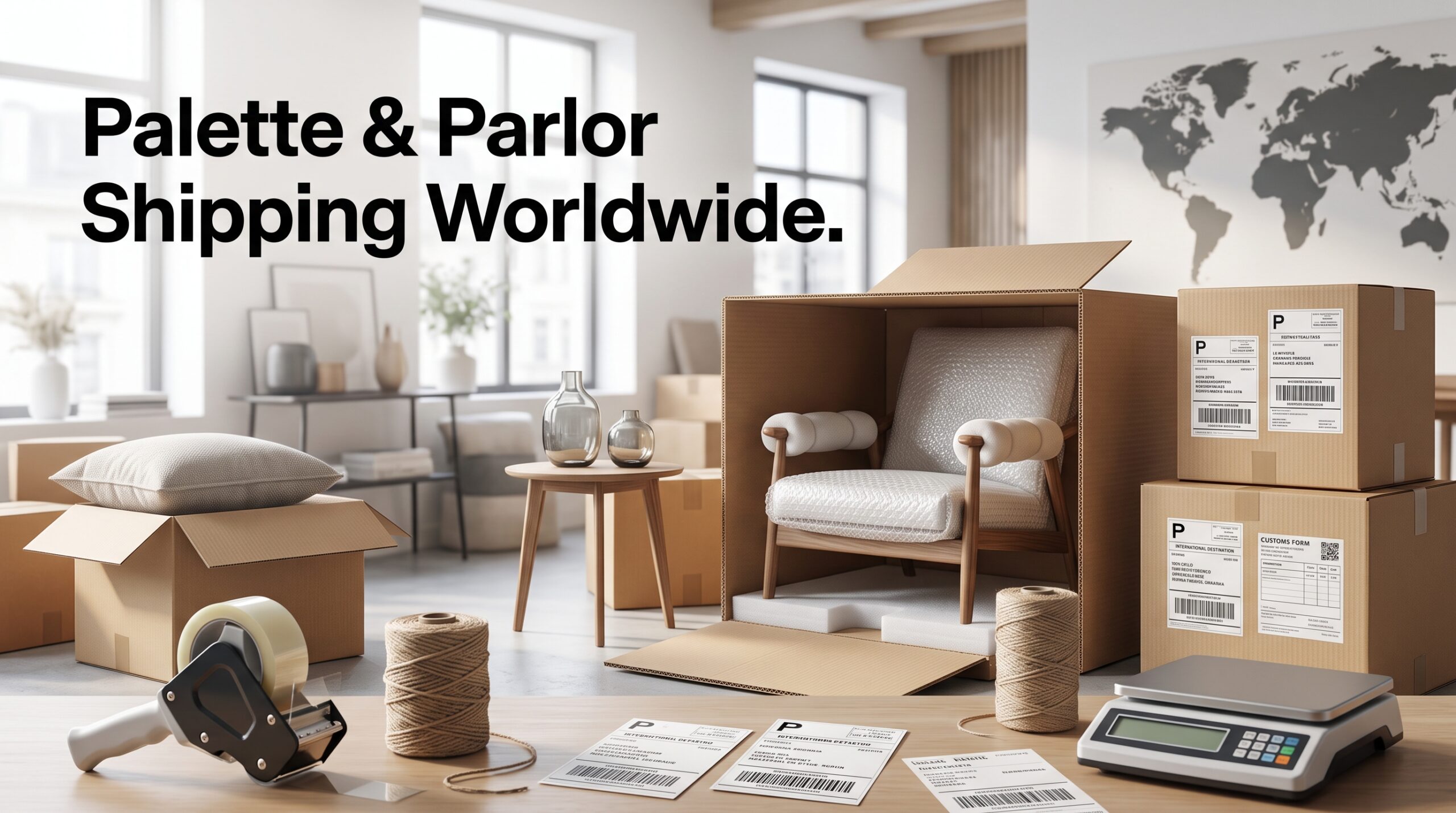 Modern designer furniture from Palette & Parlor ready for international shipping